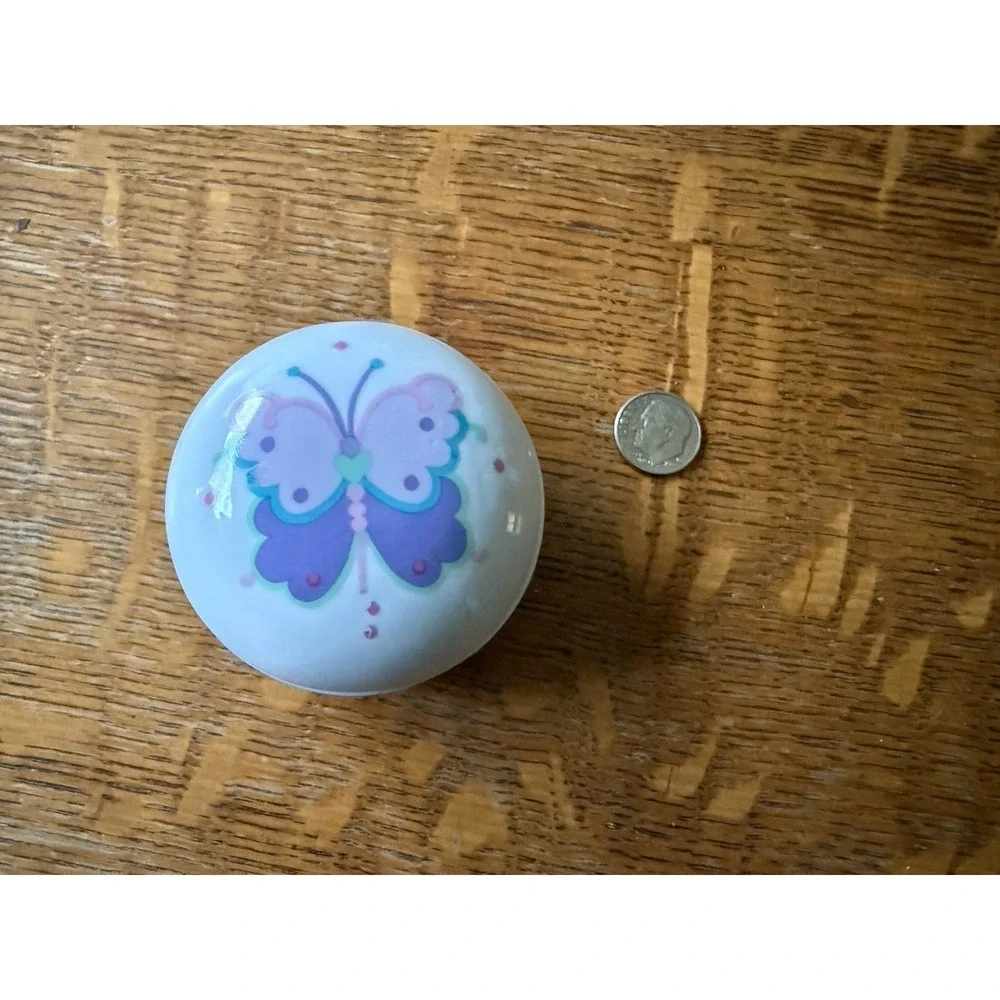 Vintage 1989 Lillian Vernon Porcelain‎ Trinket Box Butterfly Retro Kitsch 80s